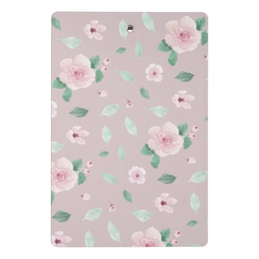 Chic Waterverf Flowers Monogram Mini Klembord (Achterkant)