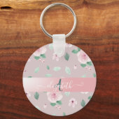 Chic Waterverf Flowers Monogram Sleutelhanger (Voorkant)