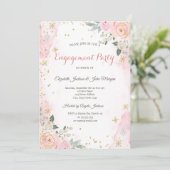 Chic Waterverf Flowers Snowflakes Verloving Kaart (Staand voorkant)