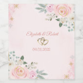 Chic Waterverf Flowers Snowflakes Weddenschap Wijn Etiket (Enkel label)