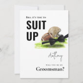 Chic Waterverf Football Tuxedo Suit Up Groomsman Kaart (Voorkant)