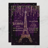 Chic Waterverf Glitter Paris Eiffel Tower Weddensc Kaart (Voorkant / Achterkant)