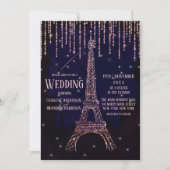 Chic Waterverf Glitter Paris Eiffel Tower Weddensc Kaart (Voorkant)