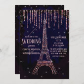 Chic Waterverf Glitter Paris Eiffel Tower Weddensc Kaart (Voorkant / Achterkant)