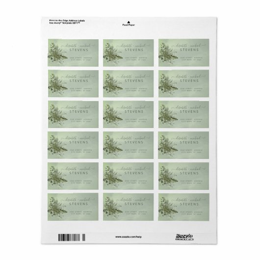 Chic waterverf greenery eucalyptus koppel script etiket (Full Sheet)