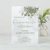Chic waterverf greenery eucalyptus Quinceañera Kaart (Staand voorkant)