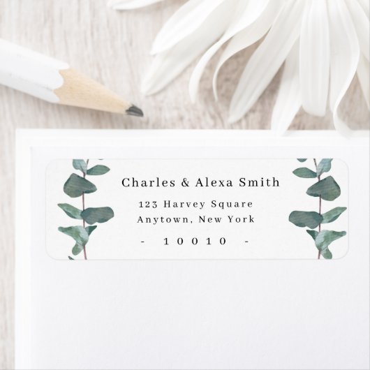 Chic Waterverf Greenery Return Address Label (Insitu)