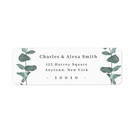 Chic Waterverf Greenery Return Address Label (Voorkant)
