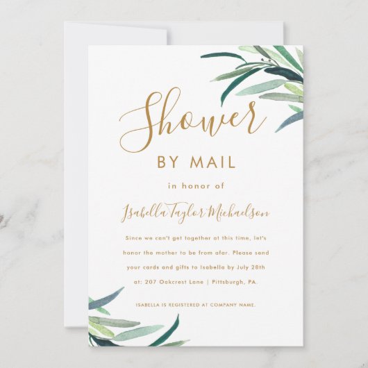 Chic Waterverf Greenery Shower by Mail Kaart (Voorkant)