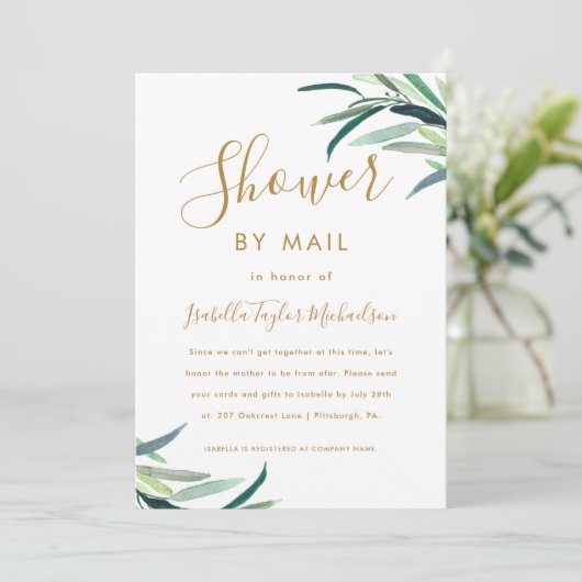 Chic Waterverf Greenery Shower by Mail Kaart (Staand voorkant)