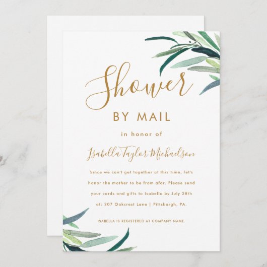 Chic Waterverf Greenery Shower by Mail Kaart (Voorkant / Achterkant)