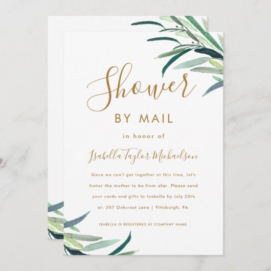 Chic Waterverf Greenery Shower by Mail Kaart (Voorkant / Achterkant)
