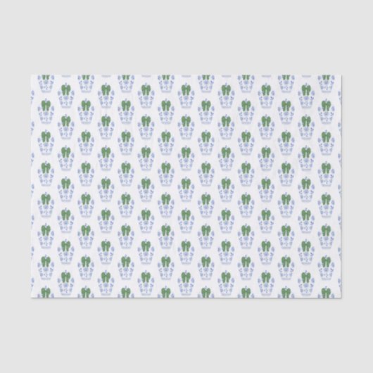 Chic Waterverf Groen Lint Gemberpot Kerst Tissuepapier (Voorkant)