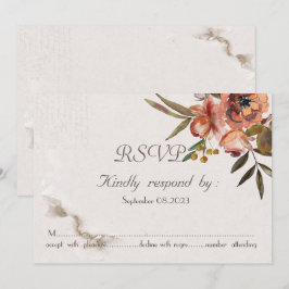 Chic Waterverf Herfst Bloemen RSVP Kaart