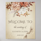 Chic Waterverf herfst bloemen sparen de Datum Poster (Voorkant)