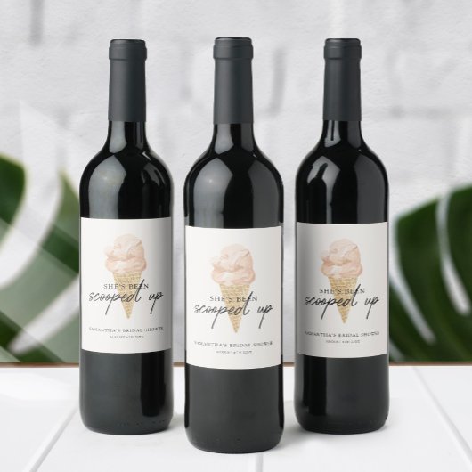 Chic Waterverf Ice Cream Vrijgezellenfeest Wijn Etiket