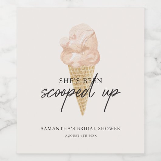 Chic Waterverf Ice Cream Vrijgezellenfeest Wijn Etiket (Enkel label)