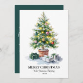 Chic Waterverf kerstboom vakantie Kaart (Voorkant / Achterkant)