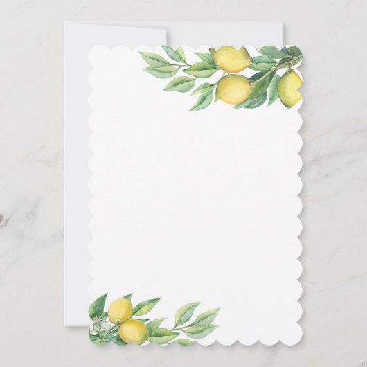 Chic Waterverf Lemon Tropisch BABY SHOWER Kaart (Achterkant)