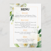 Chic Waterverf Magnolia & Jasmine Wedding Menu (Voorkant)