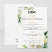 Chic Waterverf Magnolia & Jasmine Wedding Menu (Voorkant / Achterkant)