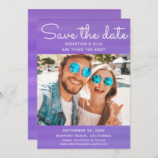 Chic Waterverf Moderne fotobruiloft bewaart de dat Save The Date (Voorkant / Achterkant)