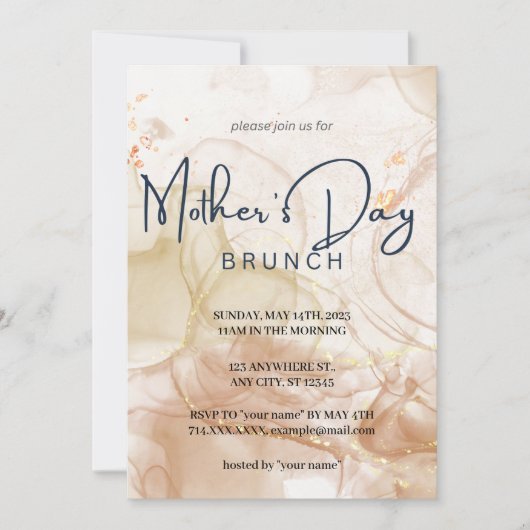 Chic Waterverf Moederdag Brunch Uitnodiging (Voorkant)