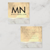 Chic Waterverf Monogram Lux Bar & Marmeren Trim Vierkante Visitekaartje (Voorkant / Achterkant)