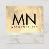 Chic Waterverf Monogram Lux Bar & Marmeren Trim Vierkante Visitekaartje (Voorkant)