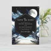 Chic Waterverf Moonlit bruiloft Save The Date (Staand voorkant)