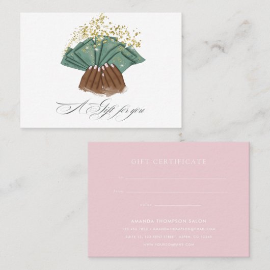 Chic Waterverf Nail Salon Cadeaubon Visitekaartje (Voorkant / Achterkant)