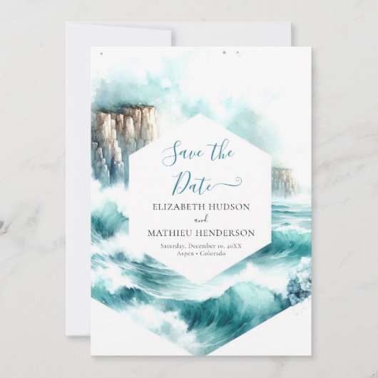 Chic Waterverf nautische bruiloft Save The Date (Voorkant)