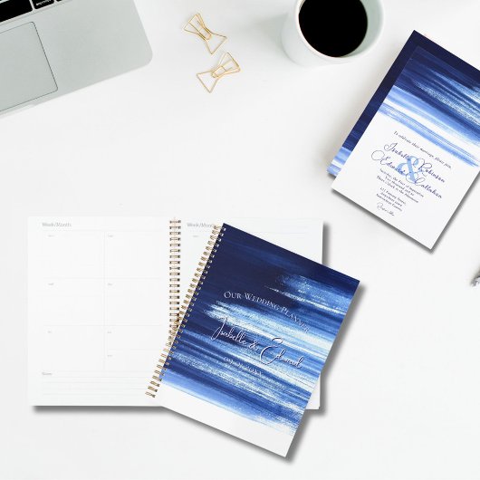 Chic Waterverf Navy Brush Strokes Namen Planner