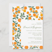 Chic Waterverf Oranje Citrus Fruit Script Weddensc Kaart (Voorkant)