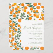 Chic Waterverf Oranje Citrus Fruit Script Weddensc Kaart (Voorkant / Achterkant)