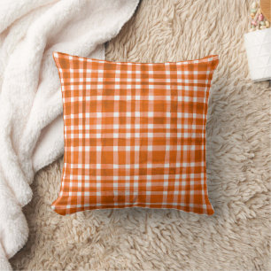 Chic Waterverf Oranje Plaid patroon Kussen