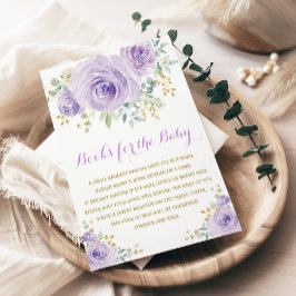 Chic Waterverf Paarse Bloemen Meisje Baby shower Informatiekaartje