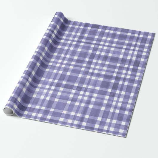 Chic Waterverf Paarse Plaid patroon Cadeaupapier (Uitgerold)