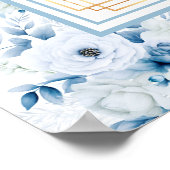 Chic Waterverf Pastel Blauw Goud Zitplaatskaart Poster (Hoek)