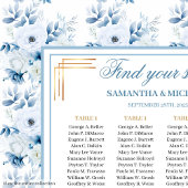 Chic Waterverf Pastel Blauw Goud Zitplaatskaart Poster