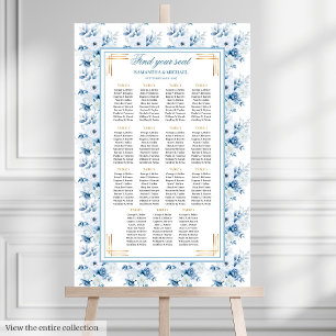 Chic Waterverf Pastel Blauw Goud Zitplaatskaart Poster