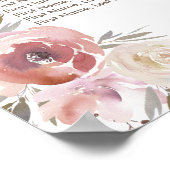 Chic Waterverf Perzik Roze Pioenen Zitting Grafiek Poster (Hoek)