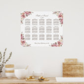 Chic Waterverf Perzik Roze Pioenen Zitting Grafiek Poster (Keuken)