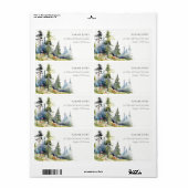 Chic Waterverf Pine Forest Landscape Adres Etiket (Full Sheet)