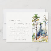 Chic Waterverf Pine Forest Landscape Wedding Bedankkaart (Voorkant)