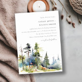 Chic waterverf Pine Forest Landscape Wedding Kaart