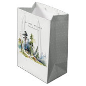 Chic Waterverf Pine Forest Landscape Wedding Medium Cadeauzakje (Achterkant Gekanteld)