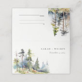 Chic Waterverf Pine Forest Landscape Wedding Plaatskaartje (Buitenkant ongevouwen)