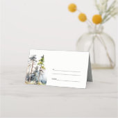 Chic Waterverf Pine Forest Landscape Wedding Plaatskaartje (Achterkant)