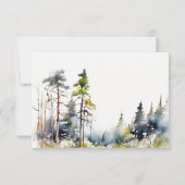 Chic Waterverf Pine Forest Landscape Wedding RSVP Kaartje (Achterkant)